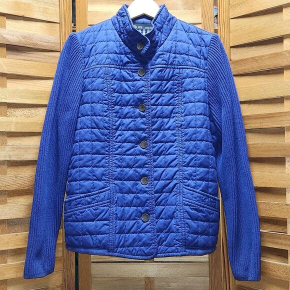 Blue Willi's Dark Blue Button-up Jacket Women's Size L Coat Cotton Knit - Picture 2 of 10